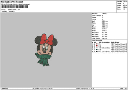 Minniehead Xmas Embroidery File 6 sizes