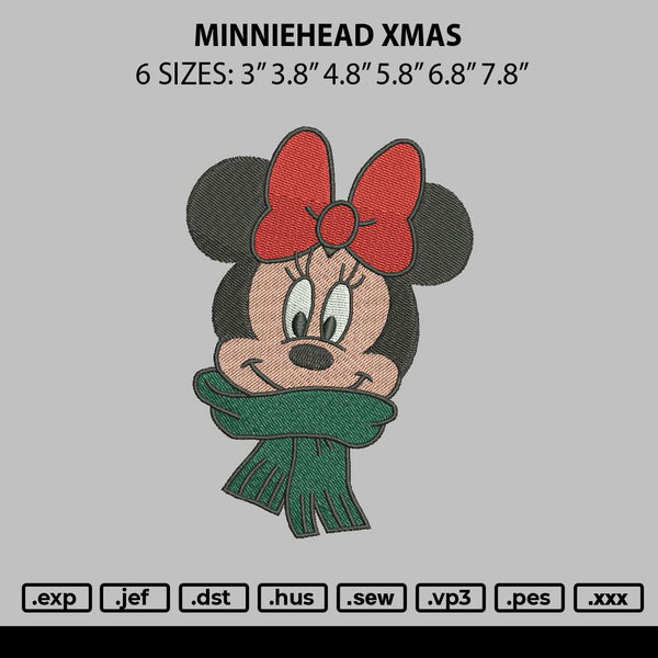 Minniehead Xmas Embroidery File 6 sizes