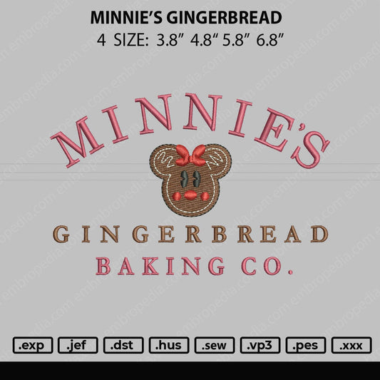 Minnie's Gingerbread Embroidery File 4 size