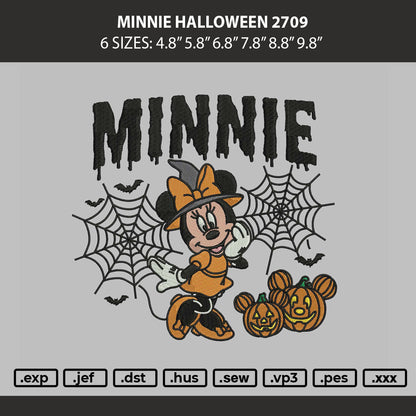 Minnie Halloween 2709 Embroidery Machine Design File 6 sizes