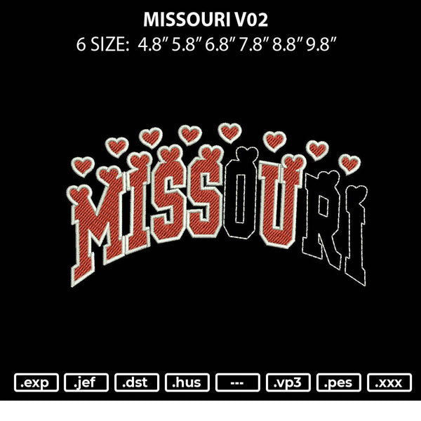 Missouri V02 Embroidery File 6 sizes
