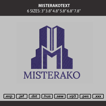 Misterakotext Embroidery Machine Design File 6 sizes