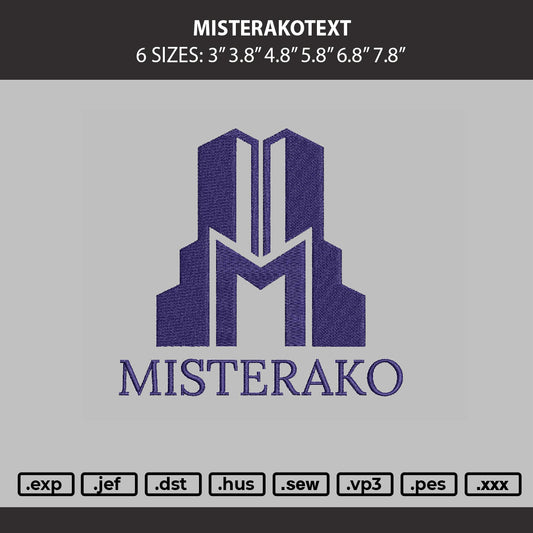 Misterakotext Embroidery Machine Design File 6 sizes