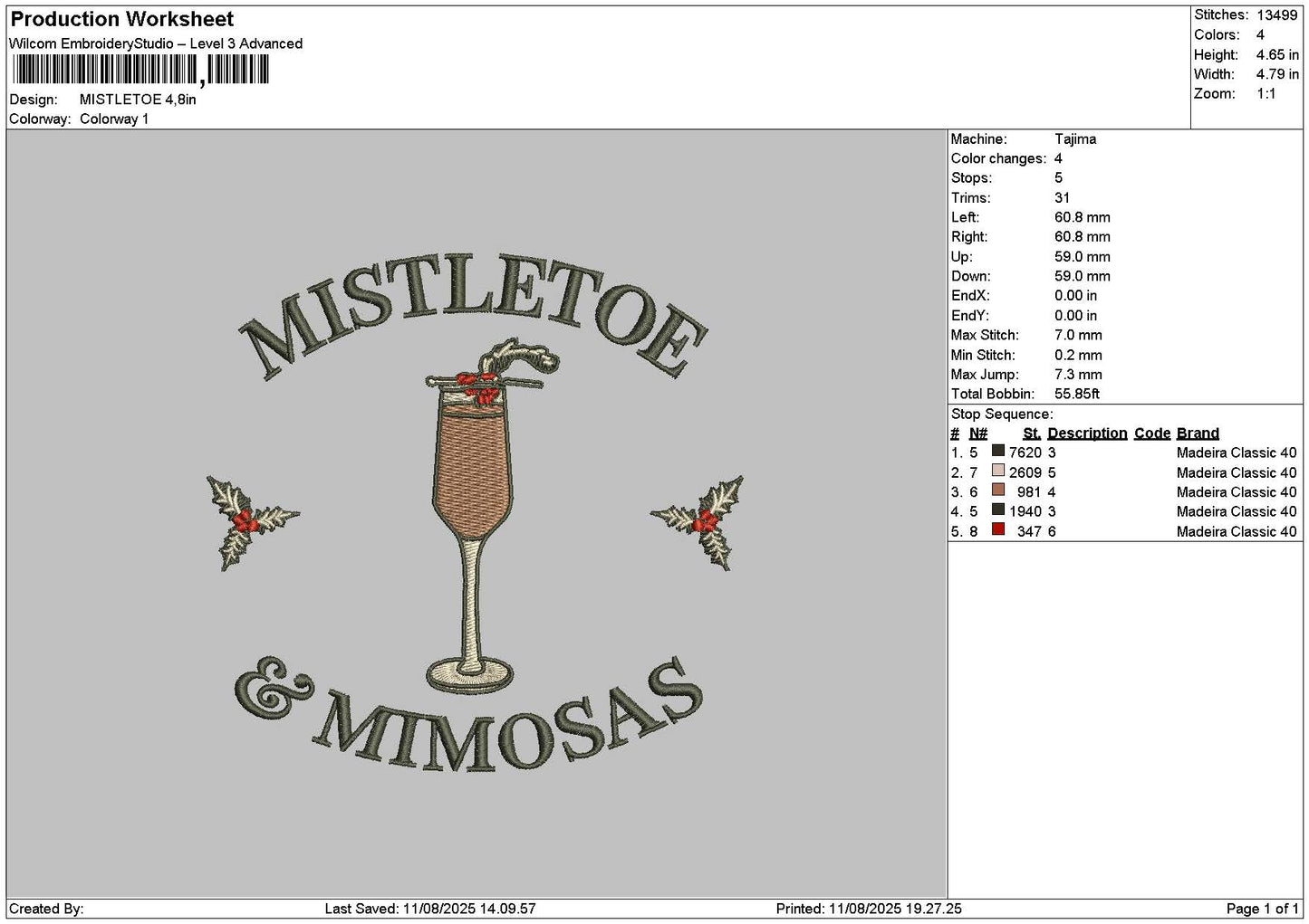 Mistletoetext 1108 Embroidery File 6 sizes
