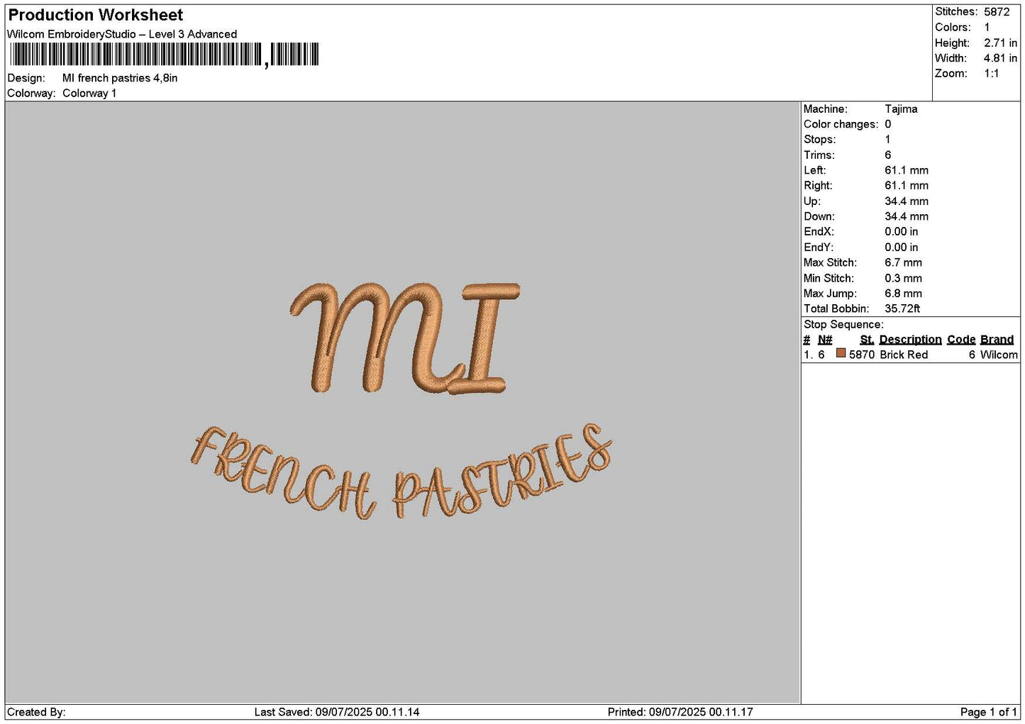 Frenchtext 01 Embroidery File 6 sizes