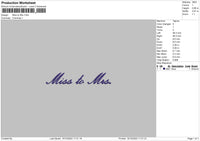 Miss To Mrs Embroidery File 6 sizes