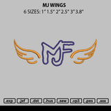 Mj Wings Embroidery File 6 sizes