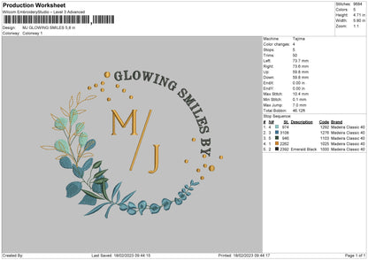 Mj Glowing Embroidery File 6 sizes