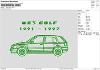 MK3 Golf Embroidery File 6 sizes