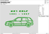 MK3 Golf Embroidery File 6 sizes
