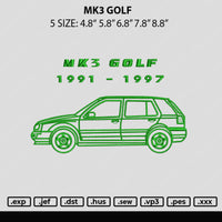 MK3 Golf Embroidery File 6 sizes