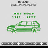 MK3 Golf Embroidery File 6 sizes