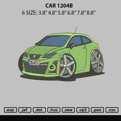 Car 1204b Embroidery Machine Design File 6 sizes
