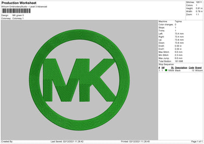 MK Green Embroidery File 4 size