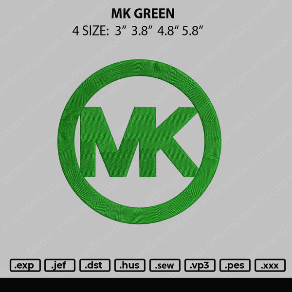 MK Green Embroidery File 4 size