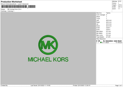 MK Michael Kors Embroidery File 4 size