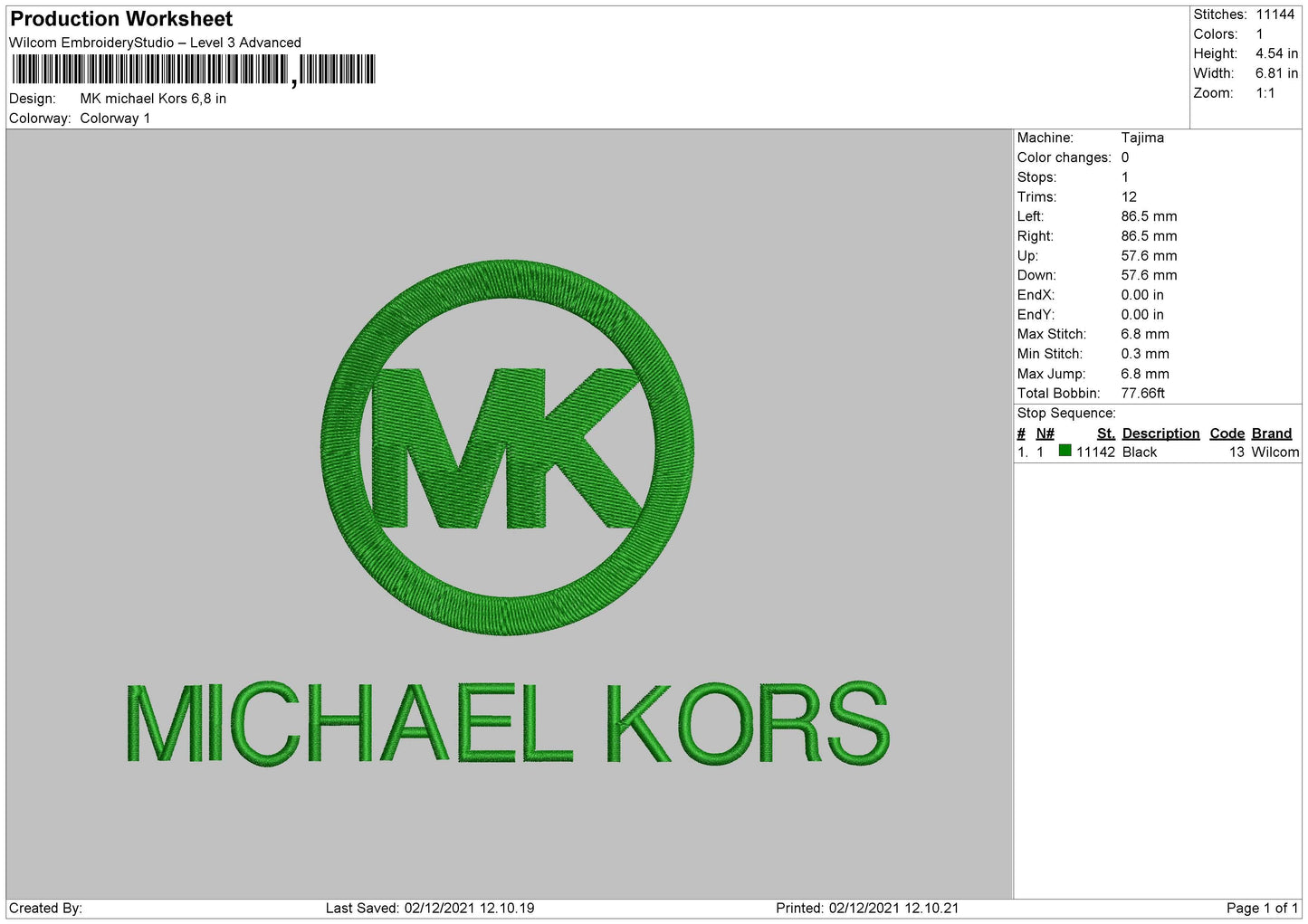 MK Michael Kors Embroidery File 4 size