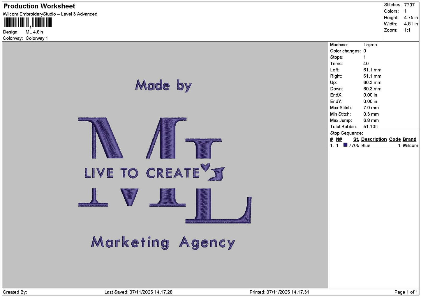 Marketingtext 0711 Embroidery File 6 sizes