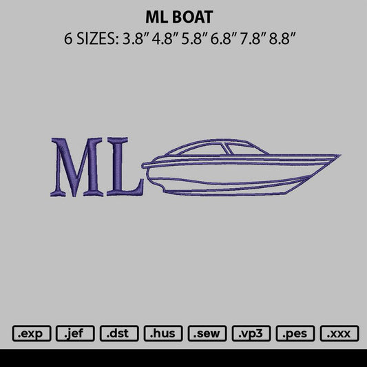 Ml Boat Embroidery File 6 sizes