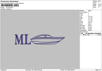 Ml Boat Embroidery File 6 sizes