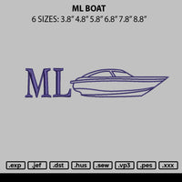 Ml Boat Embroidery File 6 sizes