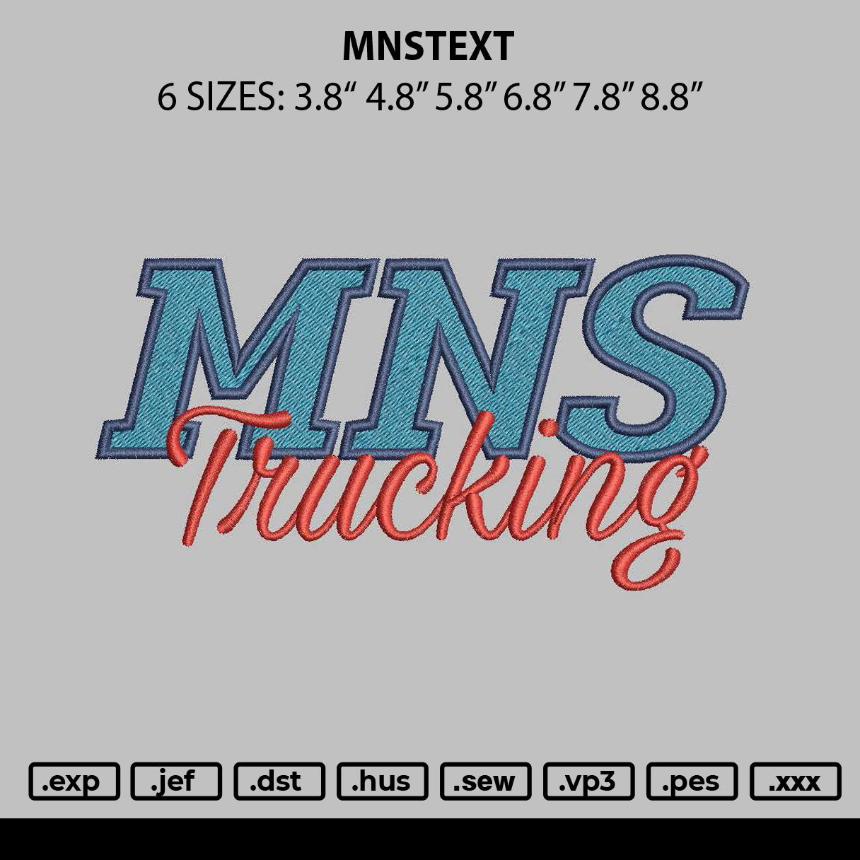 Mnstext Embroidery File 6 sizes