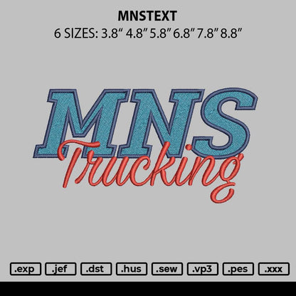 Mnstext Embroidery File 6 sizes