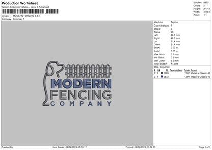 Modern Fincing Embroidery File 6 sizes