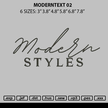 Moderntext 02 Embroidery File 6 sizes