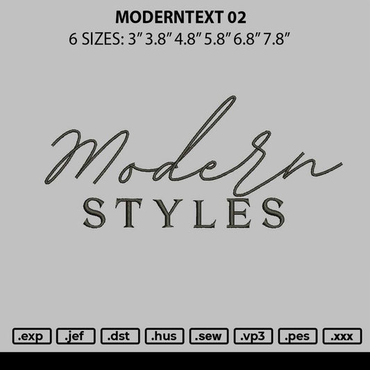 Moderntext 02 Embroidery File 6 sizes