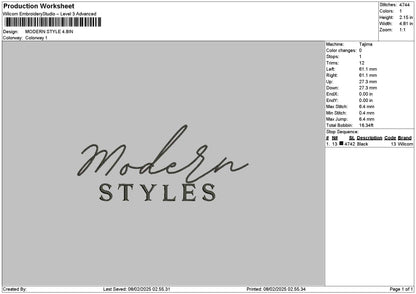 Moderntext 02 Embroidery File 6 sizes