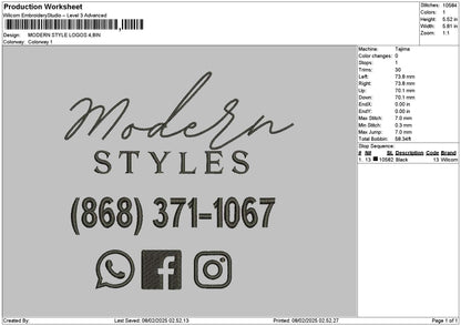 Moderntext 01 Embroidery File 6 sizes