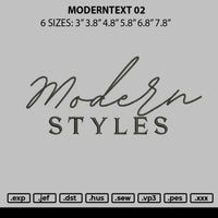Moderntext 02 Embroidery File 6 sizes