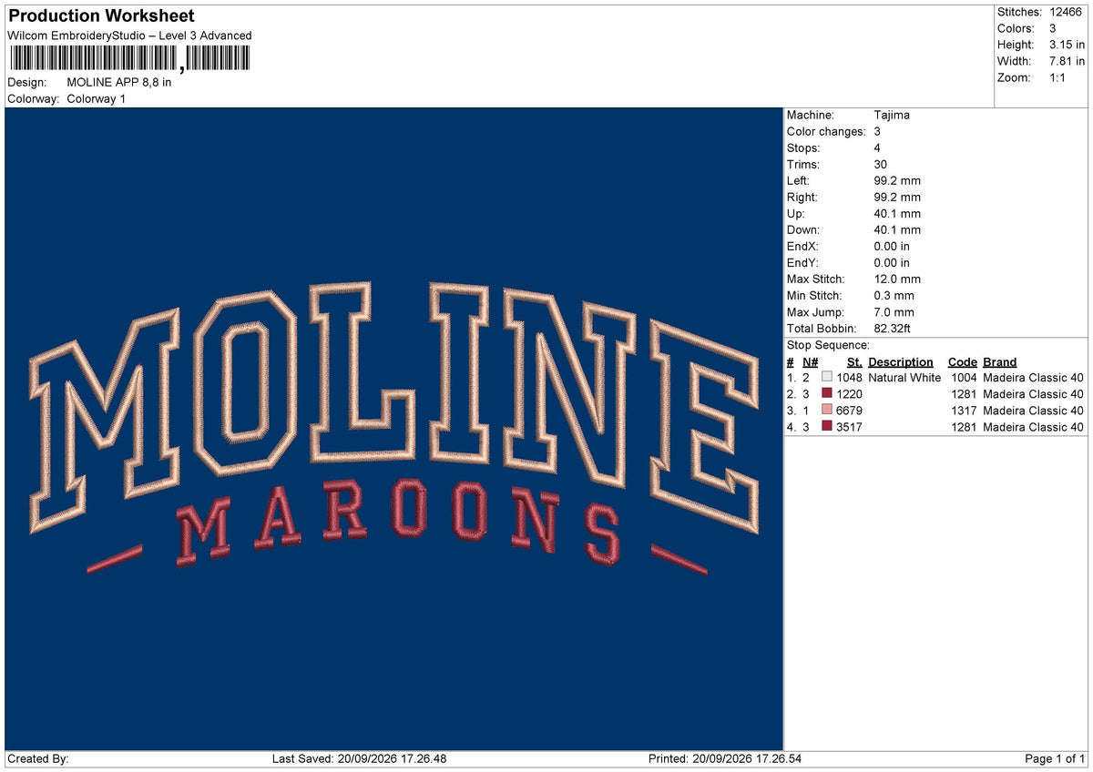 Moline Text App Embroidery Machine Design File 6 sizes