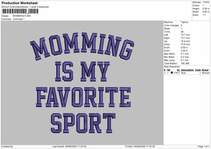 Momming Text Embroidery Machine Design File 6 sizes