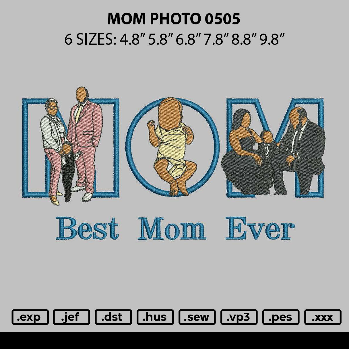 Mom Photo 0506 Embroidery File 6 sizes
