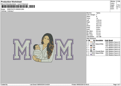 Mom Photo 0505 Embroidery File 6 sizes