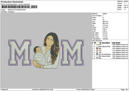 Mom Photo 0505 Embroidery File 6 sizes