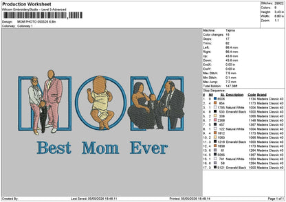 Mom Photo 0506 Embroidery File 6 sizes