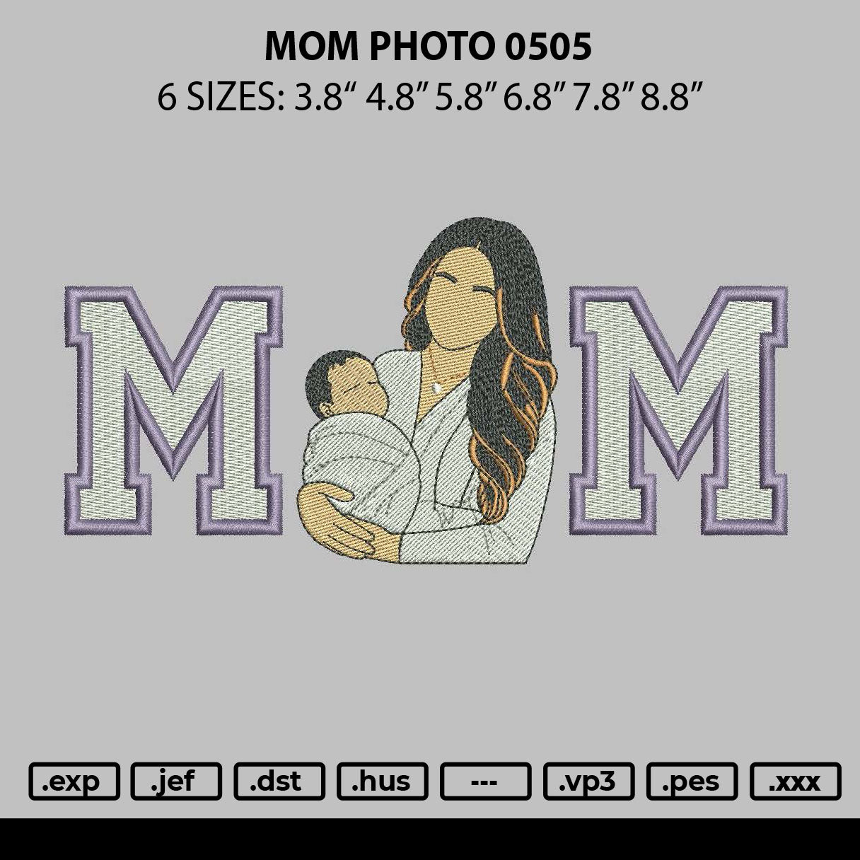 Mom Photo 0505 Embroidery File 6 sizes