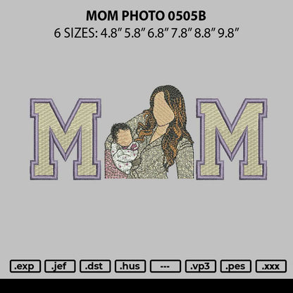 Mom Photo 0505b Embroidery File 6 sizes