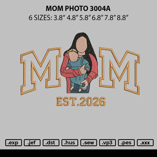 Mom Photo 3004a Embroidery File 6 sizes