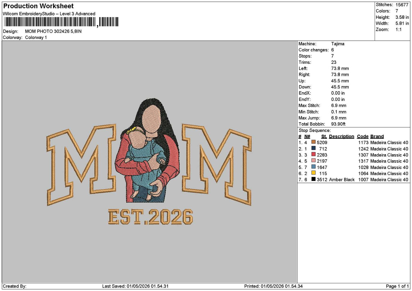 Mom Photo 3004a Embroidery File 6 sizes