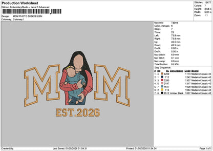 Mom Photo 3004a Embroidery File 6 sizes