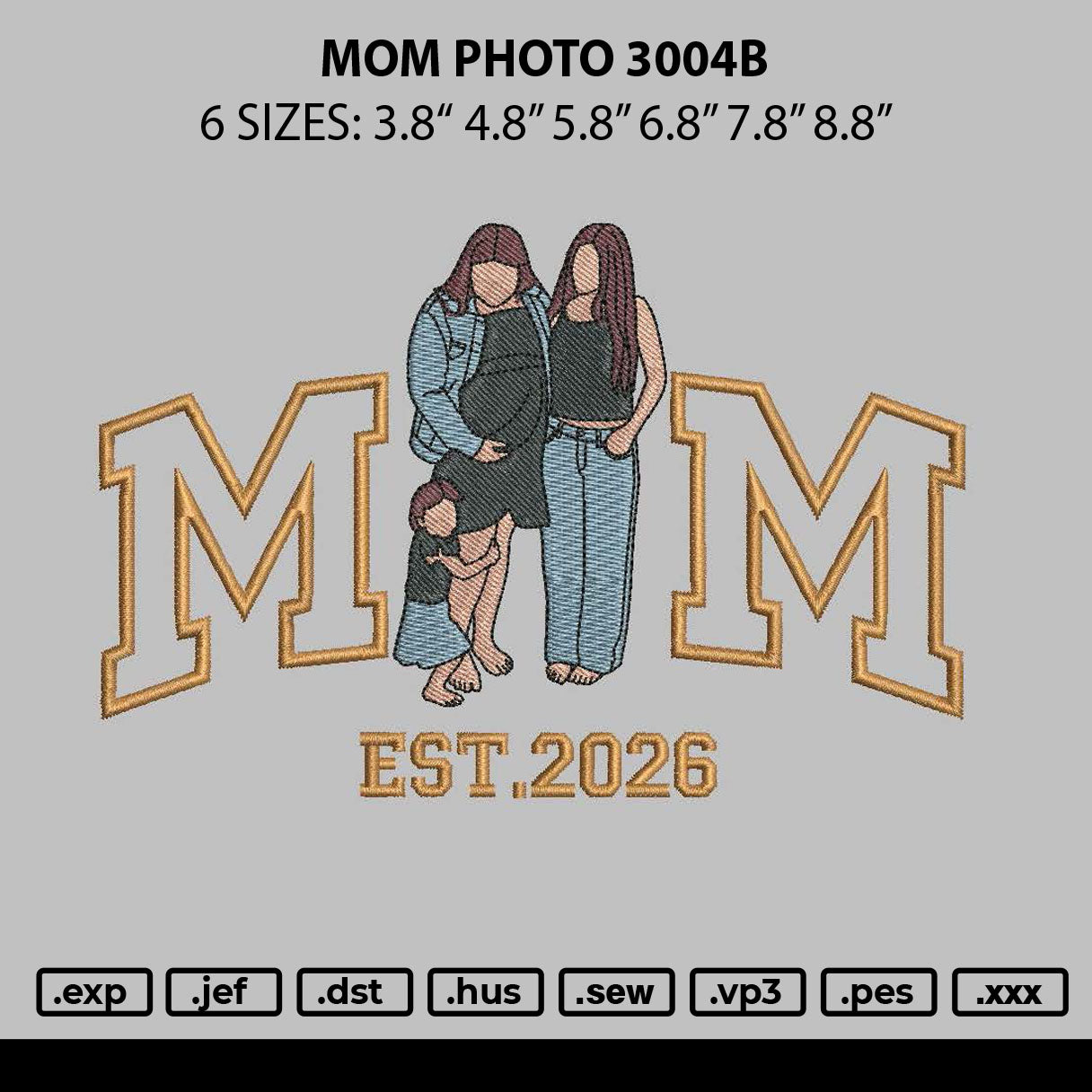 Mom Photo 3004b Embroidery File 6 sizes