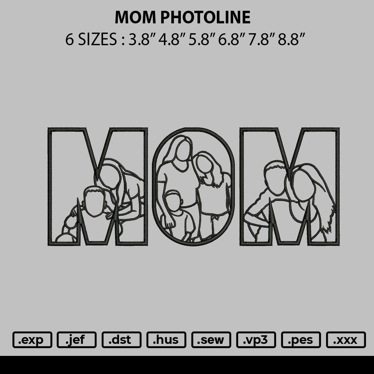Mom Photoline Embroidery File 6 sizes