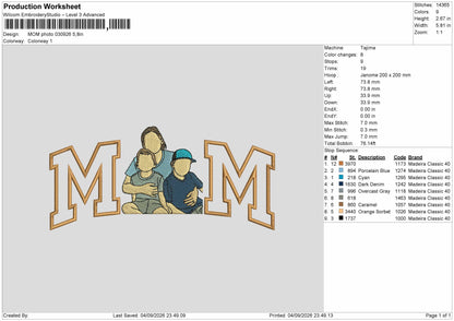 Mom Photo 0309 Embroidery Machine Design File 6 sizes