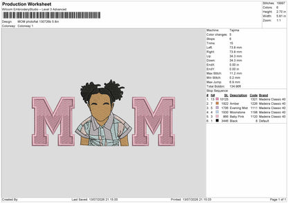 Mom Photoflat 1307b Embroidery Machine Design File 6 sizes