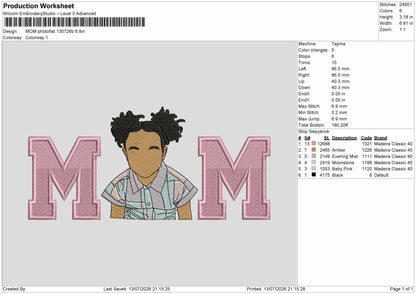 Mom Photoflat 1307b Embroidery Machine Design File 6 sizes