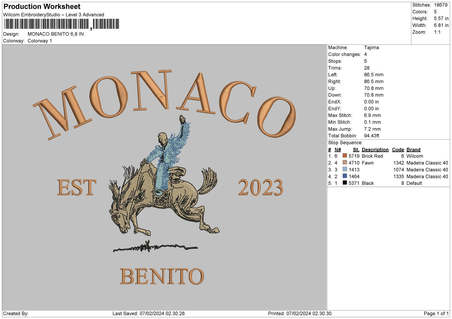 Horse0702 Embroidery File 6 sizes